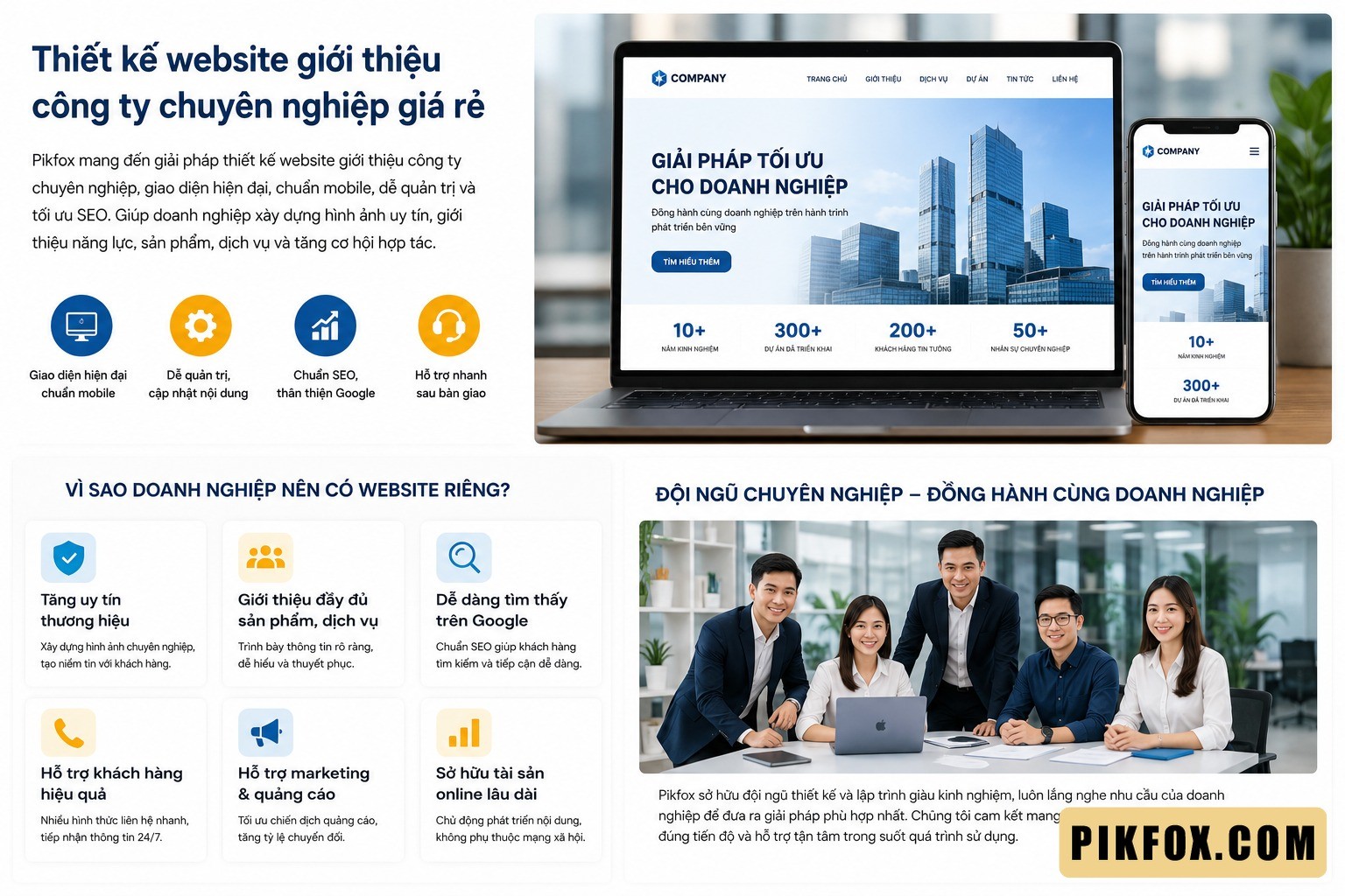 Thiết kế website giới thiệu công ty chuyên nghiệp giá rẻ tại Pikfox
