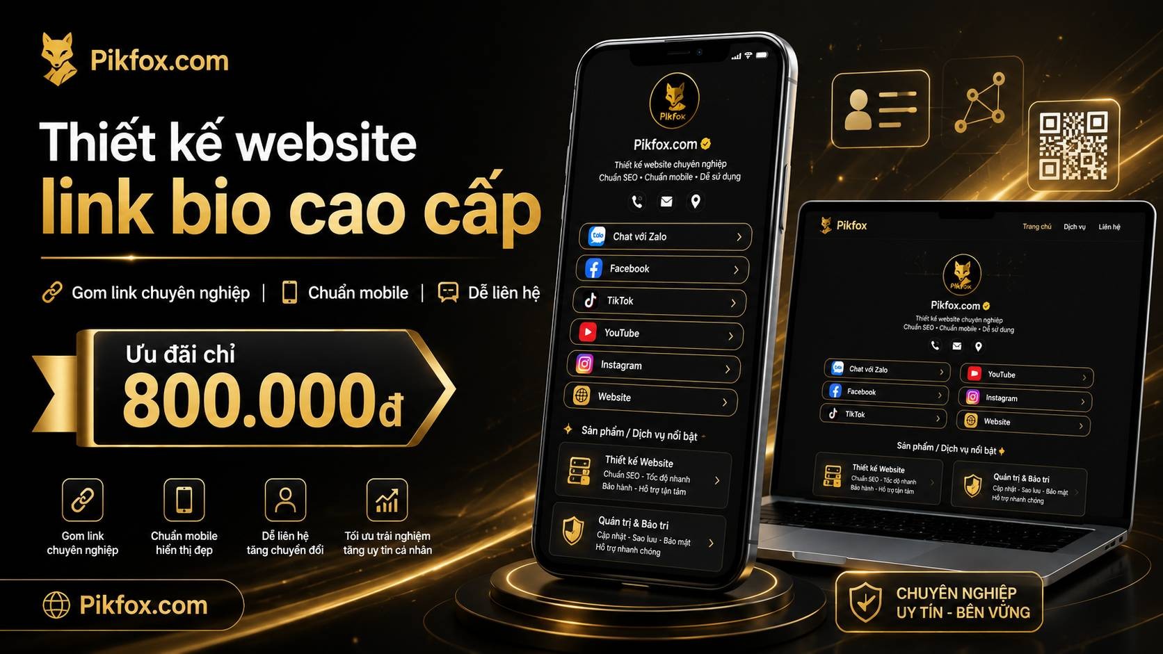 Thiết kế website link bio cao cấp