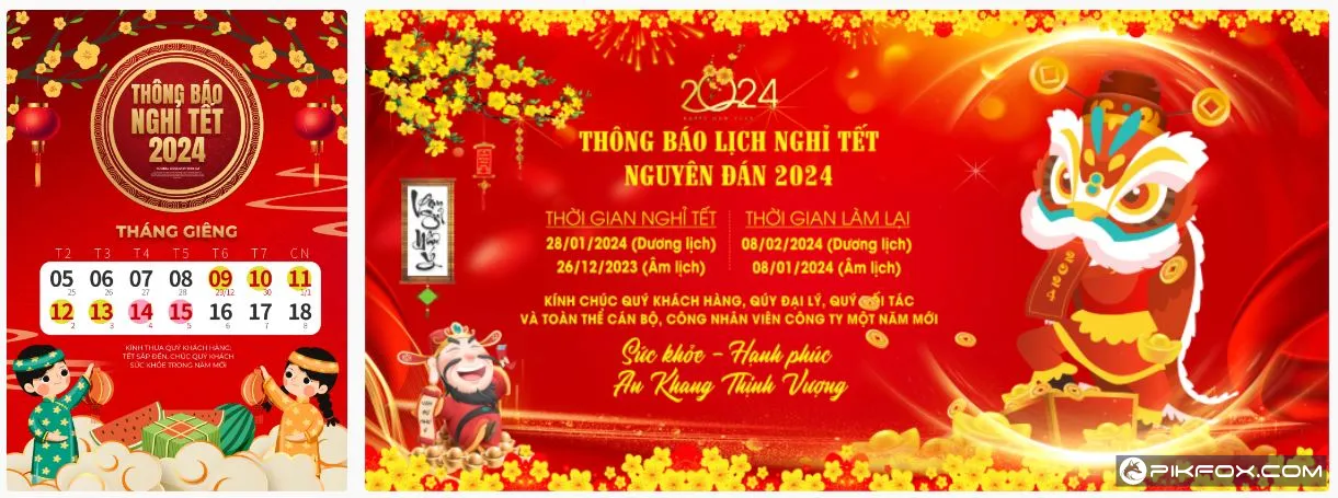 2+ Thông báo nghỉ tết