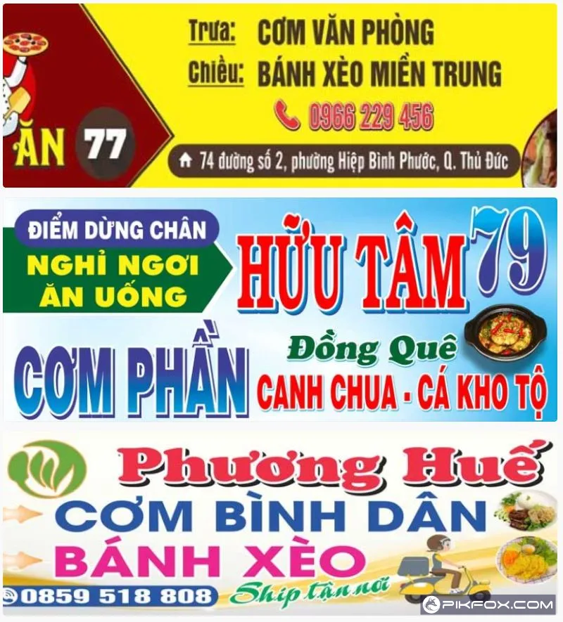 3+ Biển quảng cáo cơm bình dân