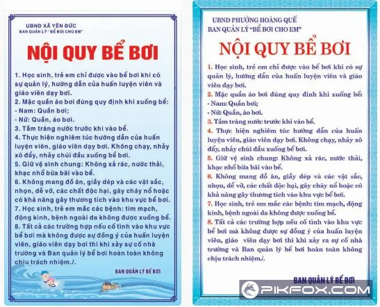 2+ Nội quy bể bơi trường học