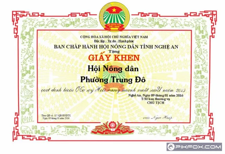 Giấy khen hội nhân dân