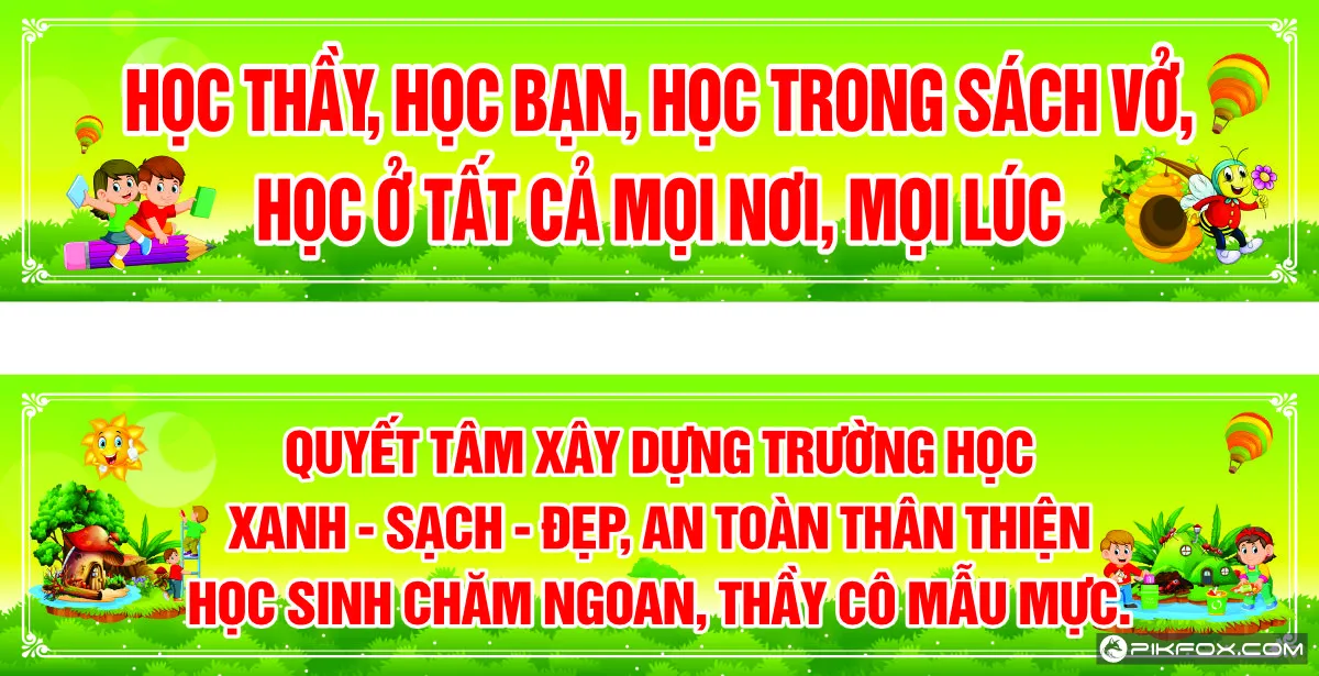 Pano trang trí lan can trường học