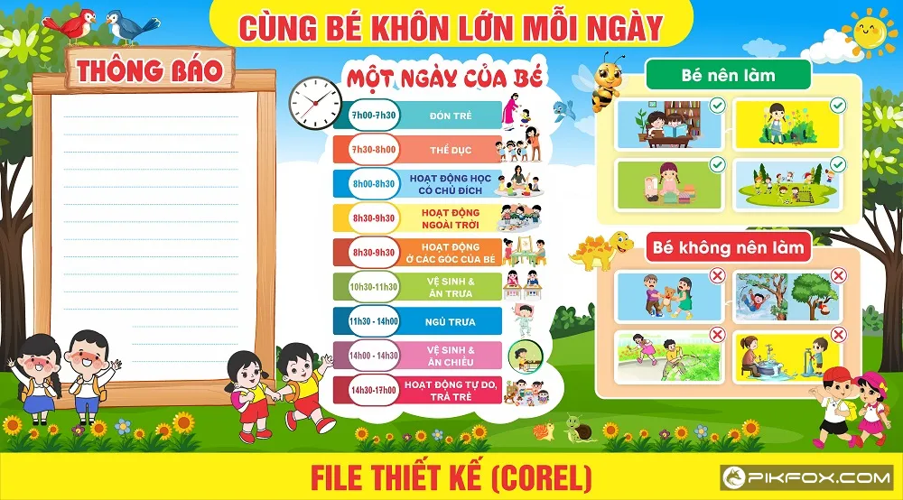 Tranh một ngày của bé ở trường mầm non