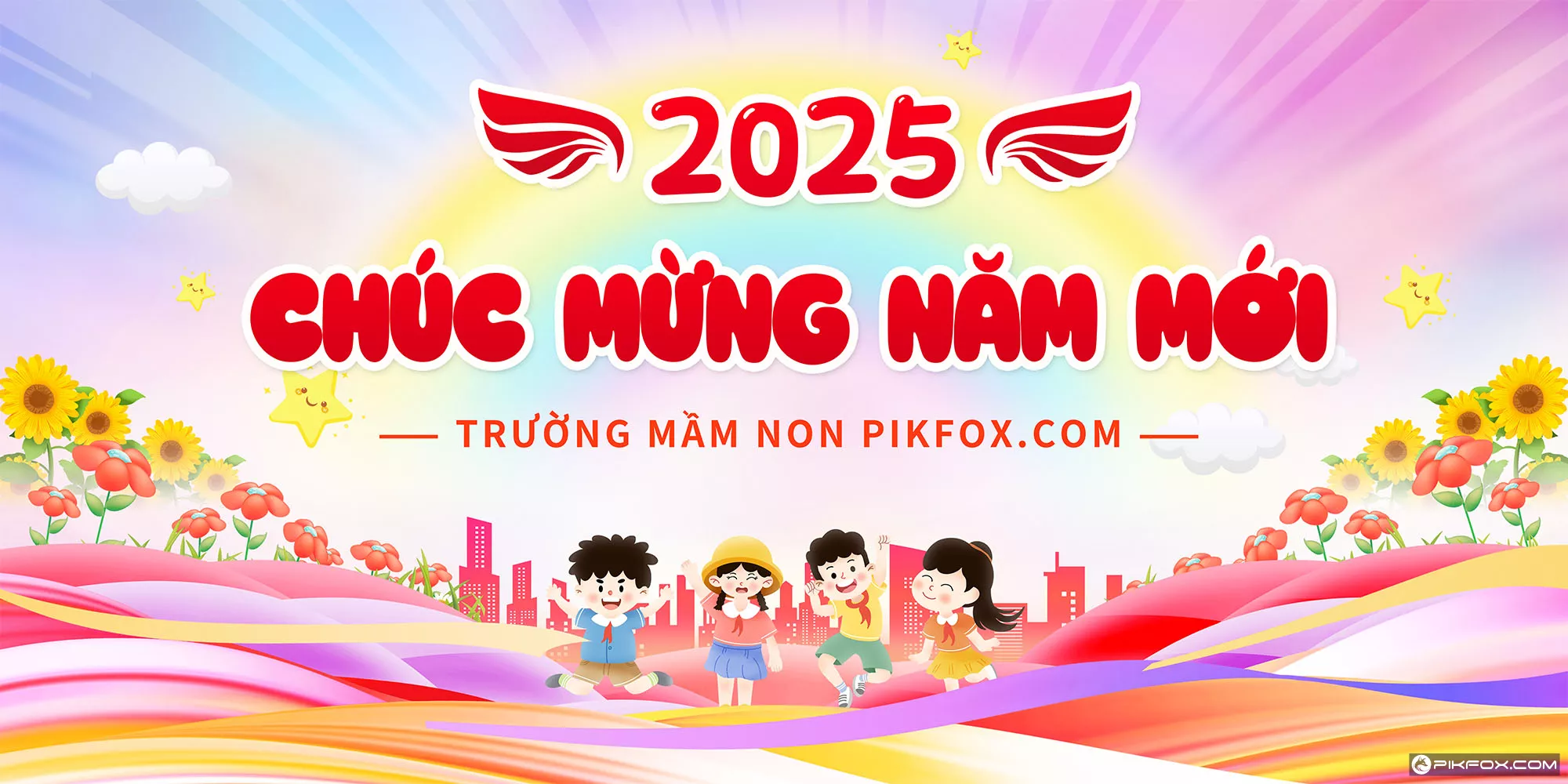 Backdrop Tết 2025 trường mầm non