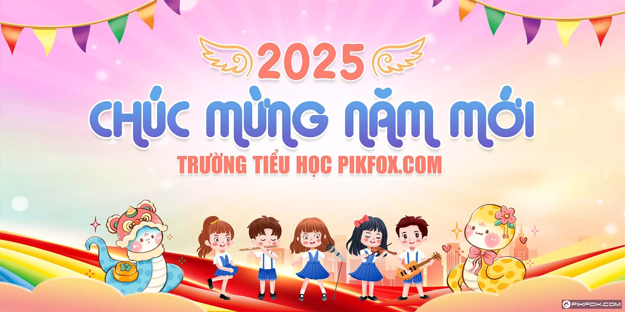 Phông nền Tết 2025 trường tiểu học