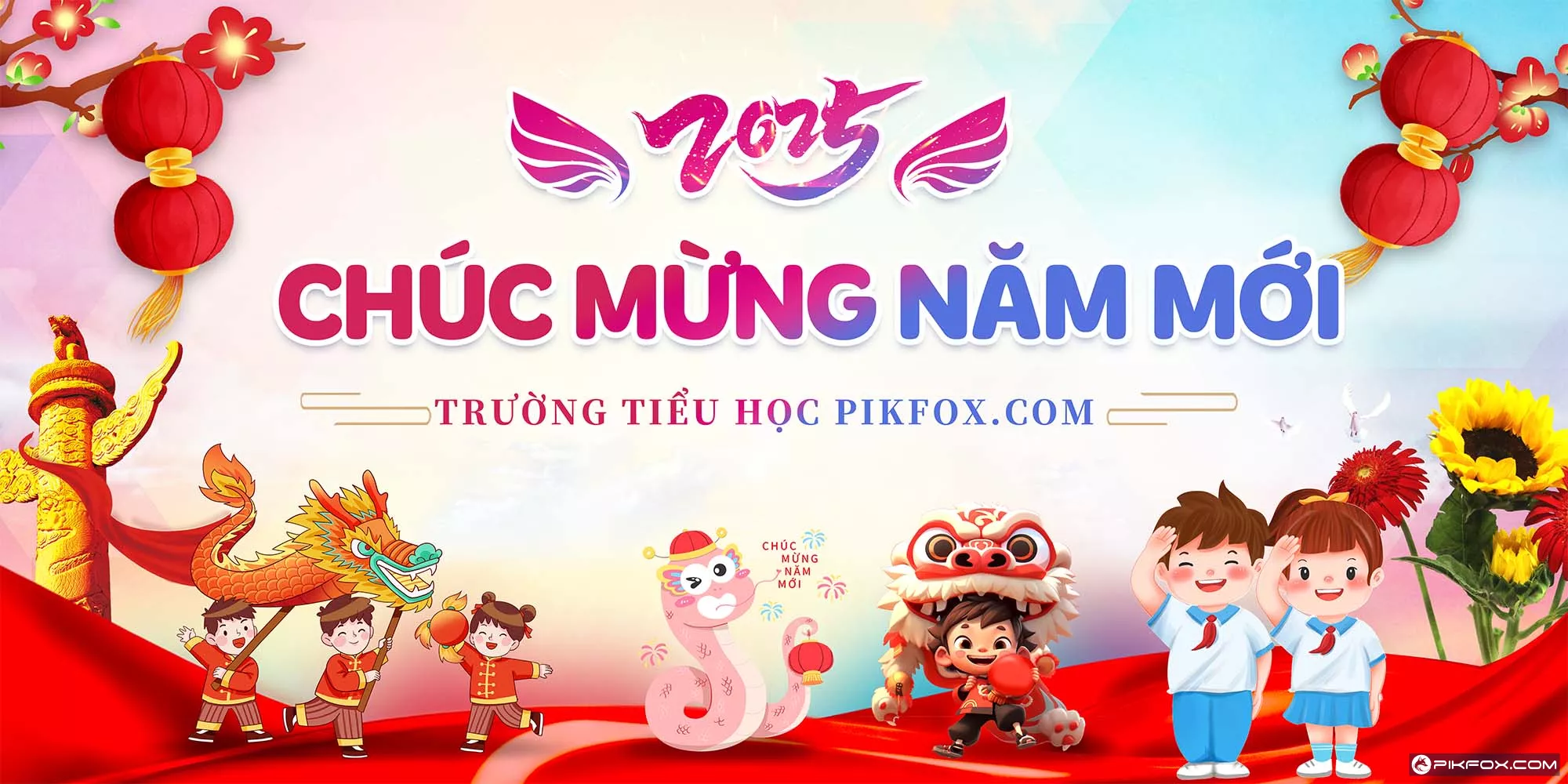 Phông tết trường tiểu học 2025